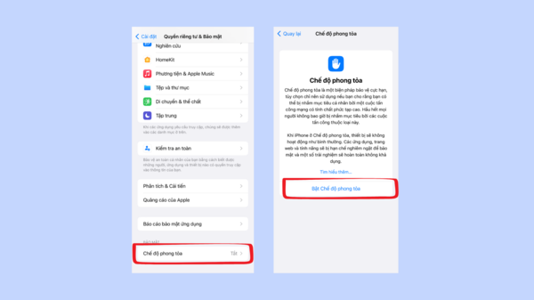 Khi ở chế độ phong toả, điện thoại của bạn sẽ khoá nhiều tệp tin hoặc trang web để đảm bảo an toàn tuyệt đối